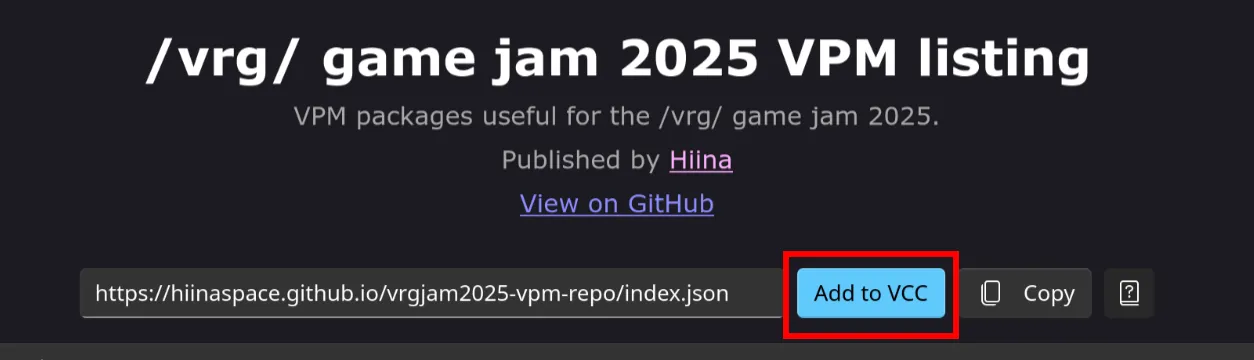 screenshot of the VPM Listing page with the button highlighted
